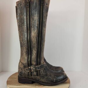 Bed Stu Tango Double Zipper Riding Boot Brown Women's Size 7
